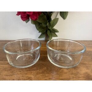 Anchor Hocking Custard Cups Clear Glass Ramekins Vintage Baking Bowls Set of 2